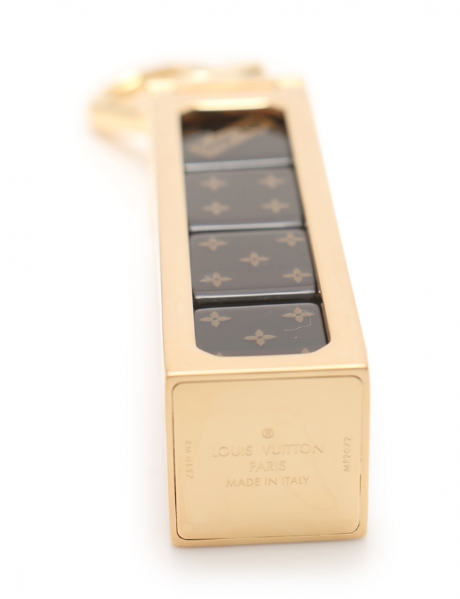 ルイヴィトン LOUIS VUITTON ダイスキーホルダー ゴールド 茶