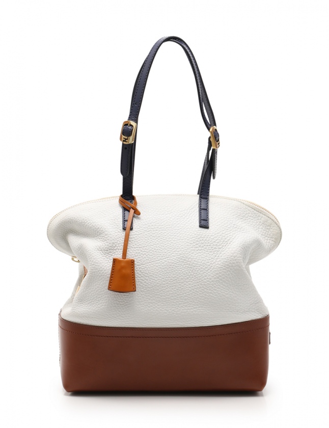 フェンディ FENDI ショルダーバッグ トゥーバッグ 白 ネイビー 茶  