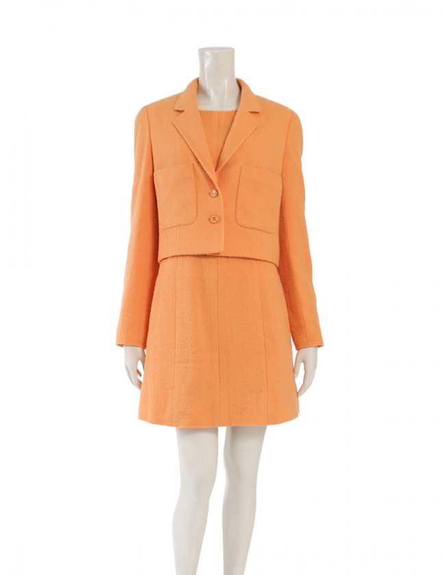 シャネル CHANEL ワンピーススーツ セットアップ オレンジ 38 長袖  