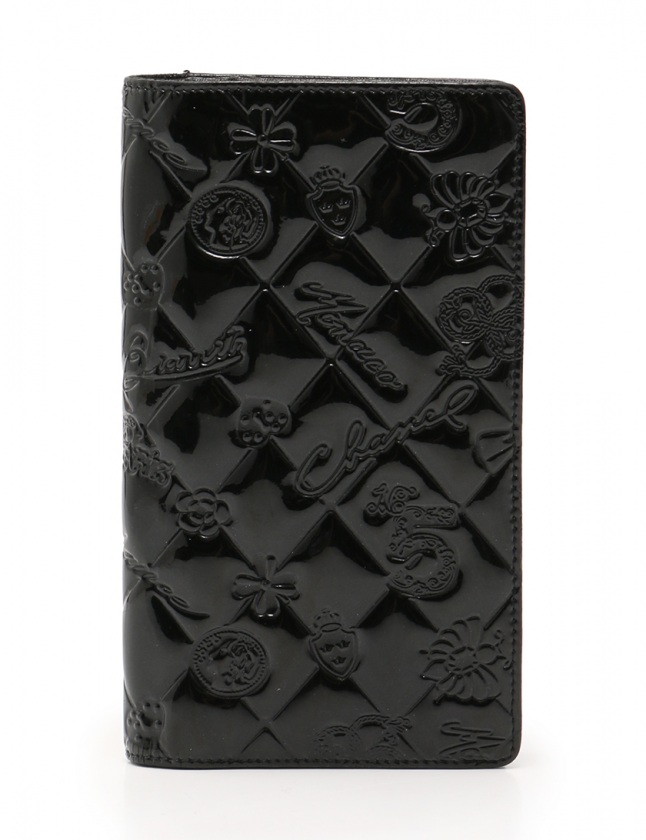 シャネル CHANEL 二つ折り長財布 アイコン シンボルチャーム 黒 小物 