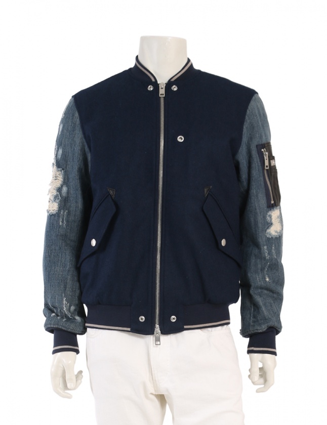 ディーゼル DIESEL ジャケット MA-1 ネイビー 青 黒 L アウター 無地  