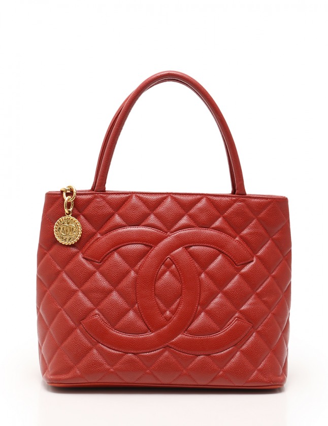 シャネル CHANEL トートバッグ 復刻トート 赤 キャビアスキン  