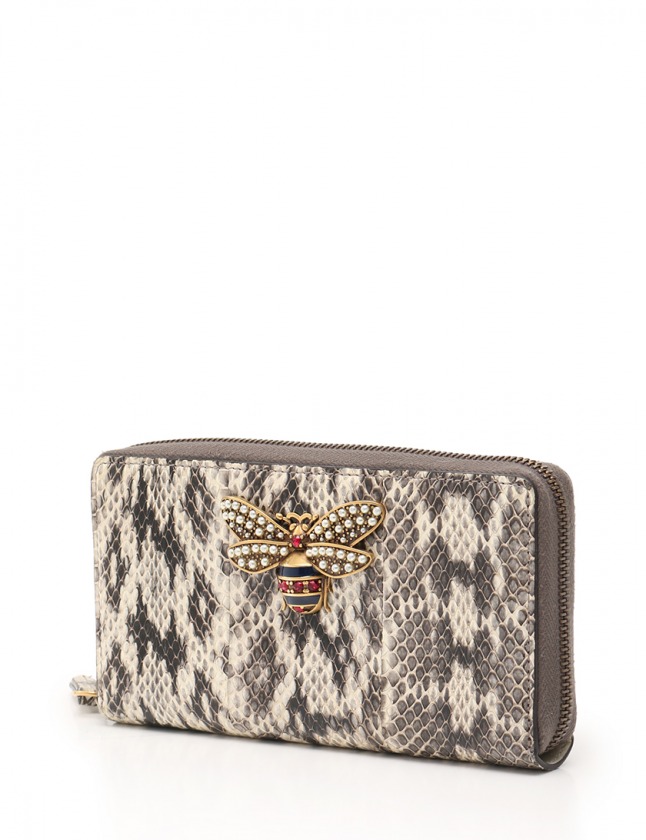 グッチ Gucci ラウンドファスナー長財布 クイーン マーガレット スネークレザー ジップアラウンドウォレット アイボリー 黒 グレー 小物 パイソン レディース 114 ベクトルパーク