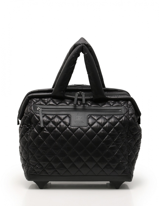 シャネル CHANEL キャリーバッグ コココクーン トローリー 黒 ナイロン  