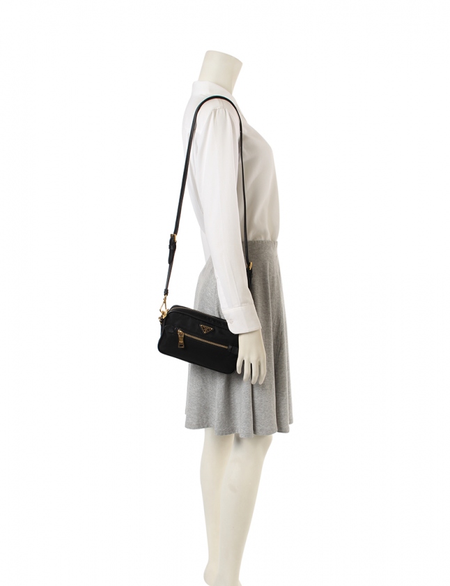プラダ PRADA ショルダーバッグ 黒 BT0773 ナイロン サフィアーノ 