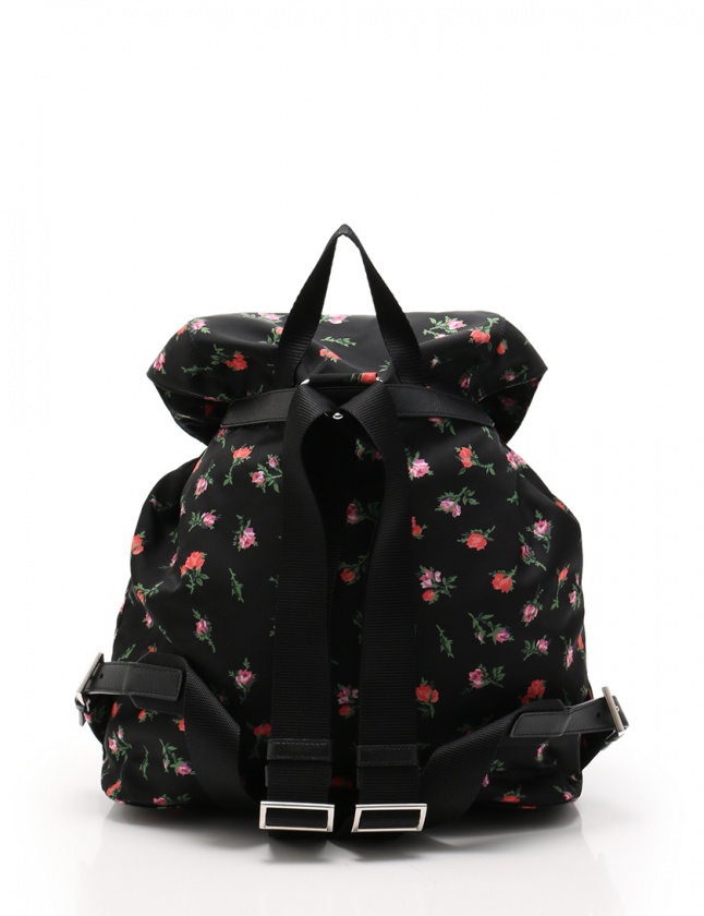 プラダ PRADA バックパック リュック フラワー 花柄 黒 マルチ