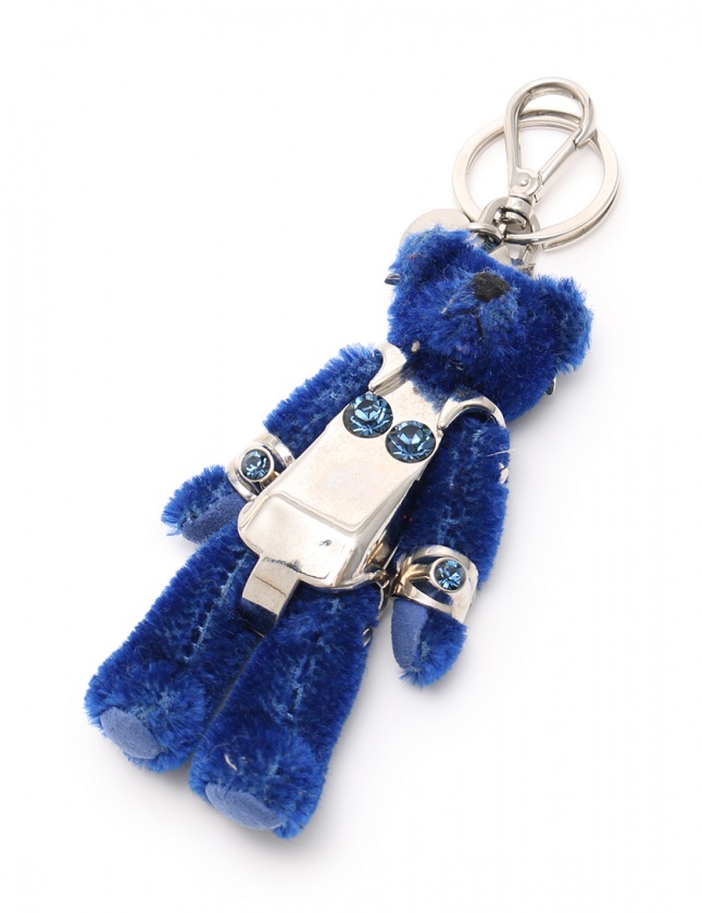 プラダ PRADA キーホルダー バッグチャーム 青 シルバー 小物 ベア