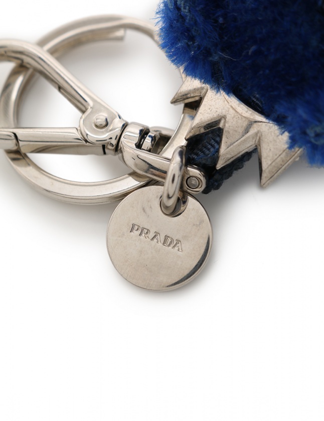 プラダ PRADA キーホルダー バッグチャーム 青 シルバー 小物 ベア
