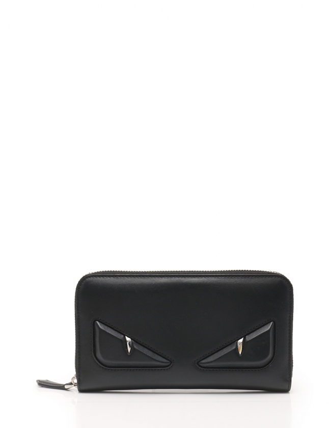 フェンディ Fendi ラウンドファスナー長財布 モンスターオッキ バッグ バグズ アイ 黒 小物 レザー 7m0210 レディース 114 ベクトルパーク