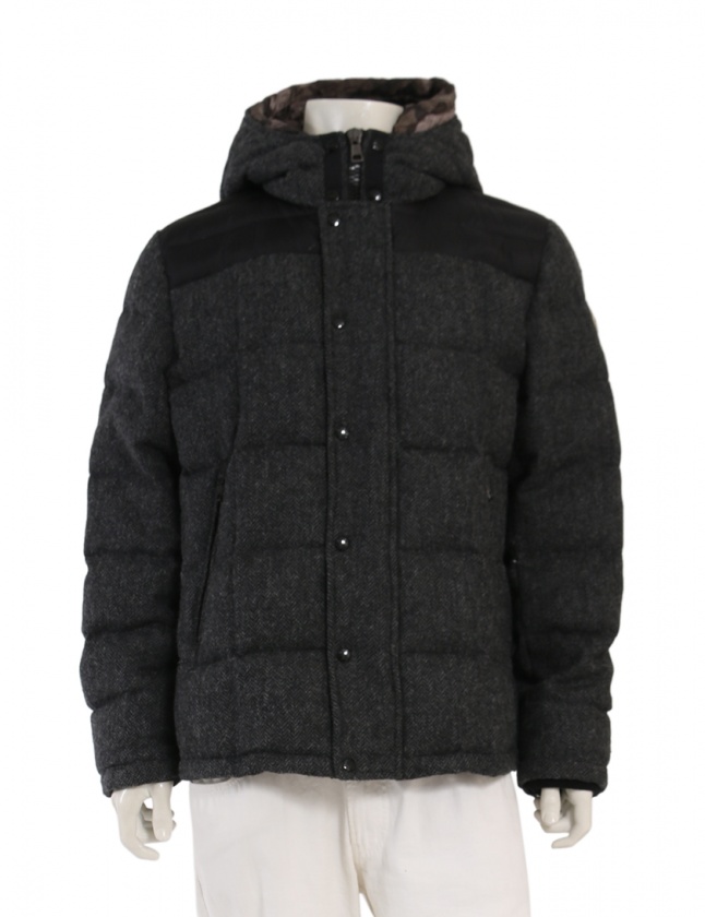 モンクレール MONCLER ダウンジャケット ギエンヌ ツイード グレー 黒 
