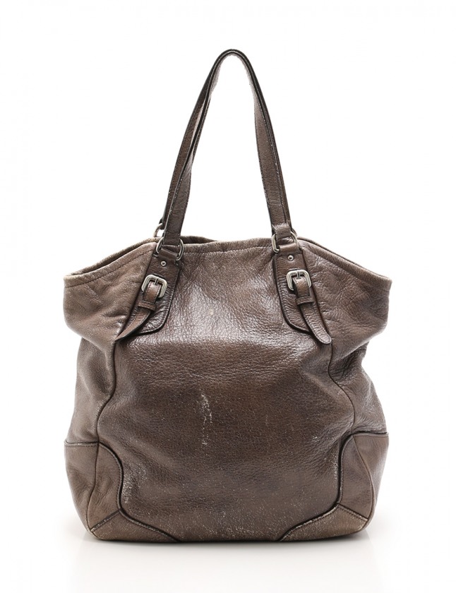 プラダ PRADA トートバッグ グレーベージュ BR3836 レザー レディース