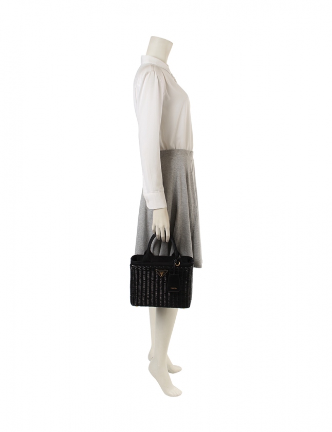 プラダ PRADA ハンドバッグ かごバッグ ショルダーバッグ ウィッカー
