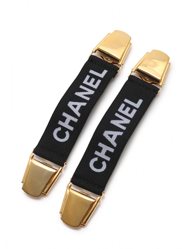 シャネル CHANEL アームバンド 黒 ゴールド 小物 ゴム ロゴ  