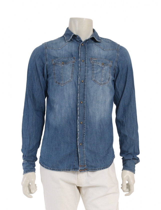 ディーゼル Diesel デニムシャツ 青 M トップス コットン ダメージ加工 メンズ 114 ベクトルパーク