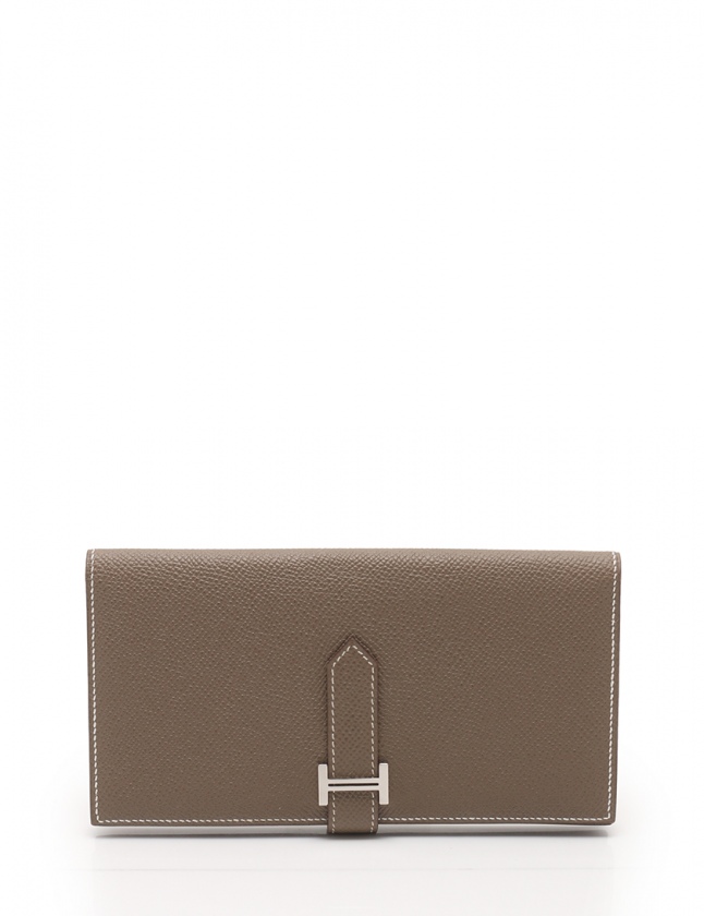 エルメス HERMES 二つ折り長財布 ベアンスフレ エトゥープ 小物 ヴォー  