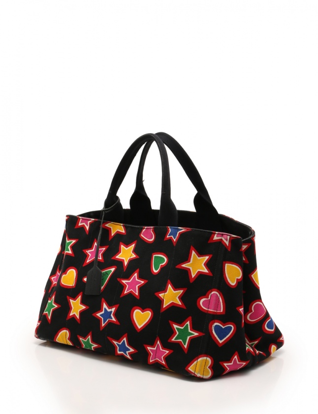 プラダ PRADA トートバッグ カナパ 黒 赤 マルチカラー BN1872 