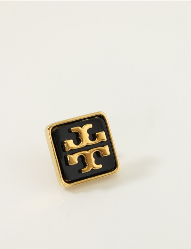 新品 TORY BURCH トリーバーチ ボタン型 ピアス 黒 ゴールド トリーバーチ TORY BURCH TORY BURCH ピアス Kira Enamel Circle