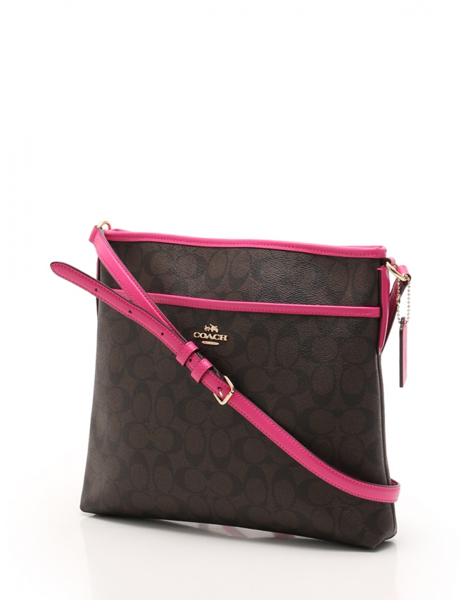 コーチ COACH ショルダーバッグ シグネチャー ダークブラウン ピンク 
