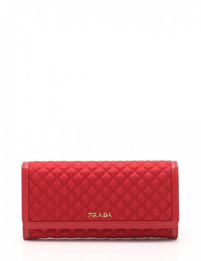 PRADA レッド キルティング 長財布 プラダ PRADA 長財布 - ナイロン×レザー レッド キルティング