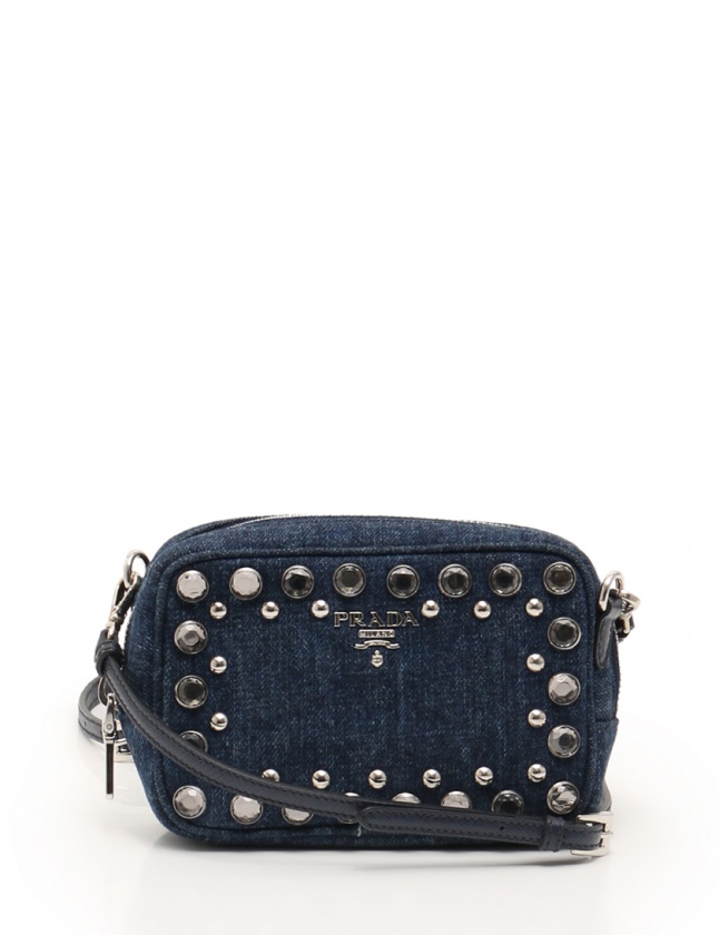 プラダ PRADA ショルダーバッグ ミニポシェット 青 1N1674 デニム 