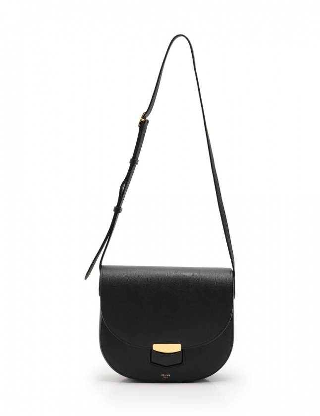 セリーヌ CELINE ショルダーバッグ トロッター 黒 レザー レディース 