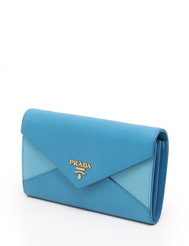 PRADA プラダ サフィアーノショルダーウォレット ティールカラー