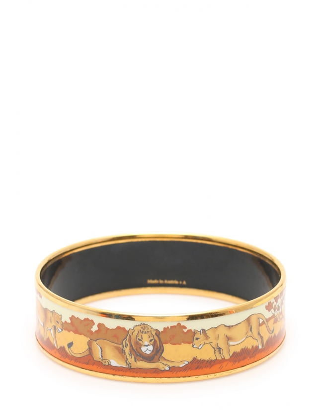 エルメス HERMES バングル エマイユGM ゴールド 茶 ベージュ