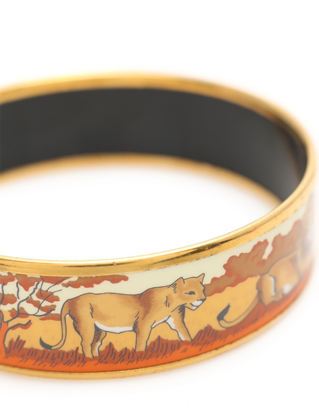 エルメス HERMES バングル エマイユGM ゴールド 茶 ベージュ アニマル エルメス HERMES バングル エマイユGM ゴールド 茶 ベージュ アニマル