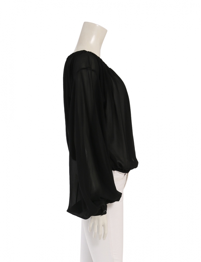 サンローラン パリ SAINT LAURENT PARIS ブラウス 黒 34 トップス 長袖  