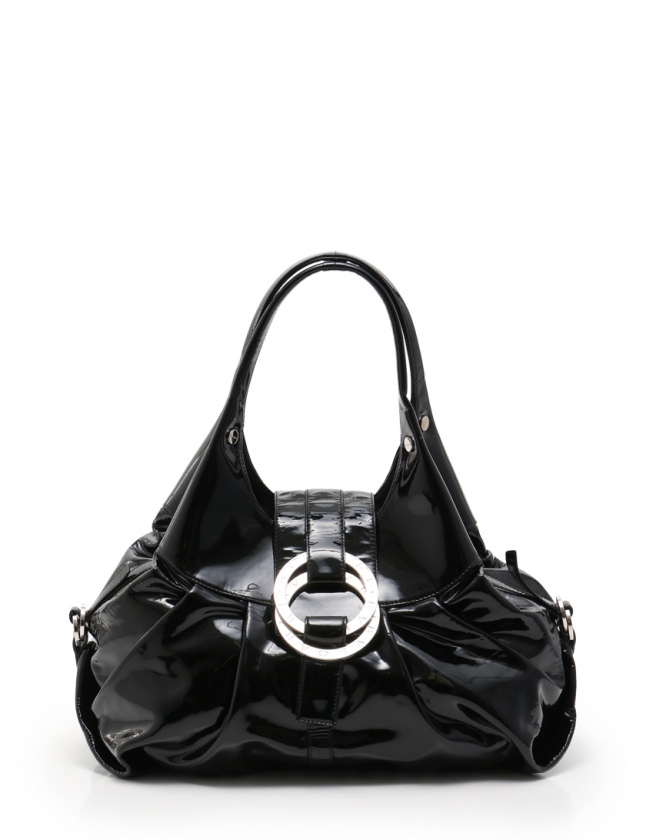 ブルガリ BVLGARI ショルダーバッグ チャンドラ 黒 31403 エナメル 