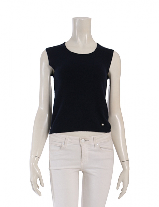 シャネル CHANEL ニット セーター ネイビー 36 トップス ノースリーブ  