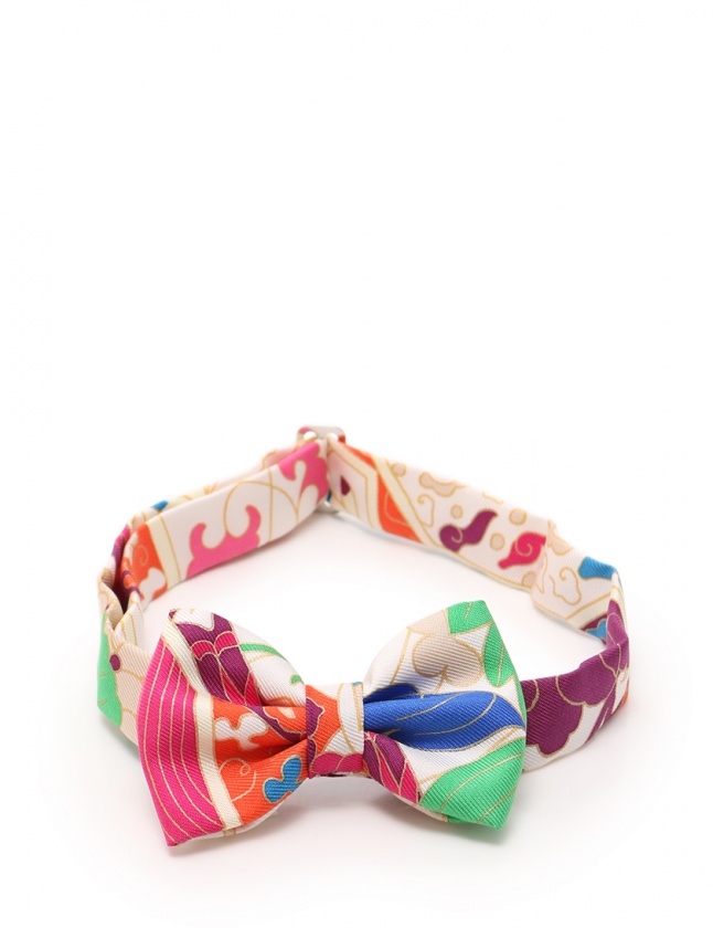 【新品未使用】HERMES ミニボウタイ レア　蝶ネクタイ エルメス HERMES 蝶ネクタイ ミニボウタイ アイボリー マルチカラー