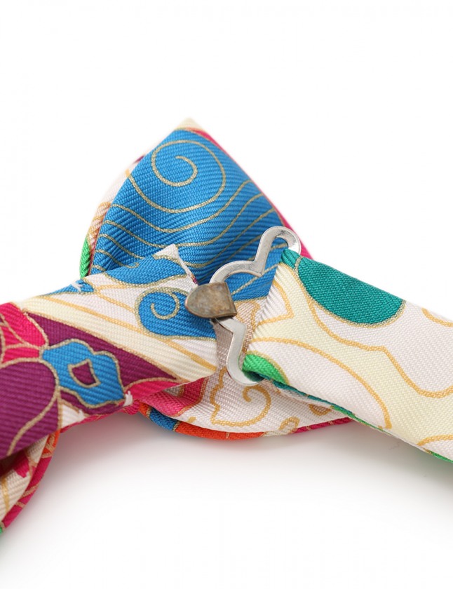 エルメス HERMES 蝶ネクタイ ミニボウタイ アイボリー マルチカラー