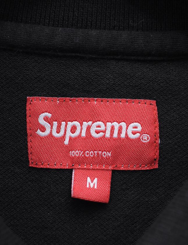 新品 supreme 総柄 ポロシャツ M 黒 シュプリーム シュプリーム SUPREME アブストラクト テクスチャ ジップ アップ