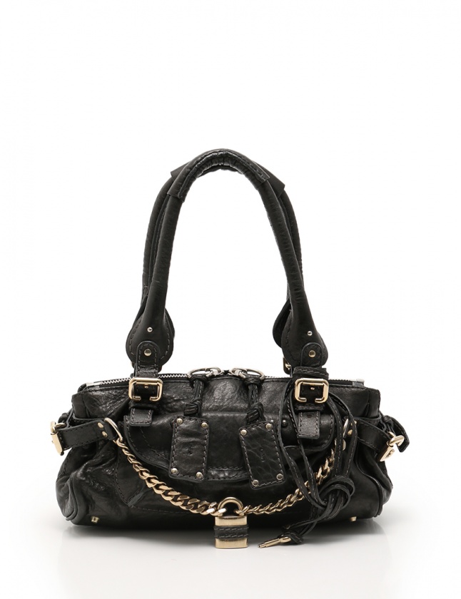 クロエ CHLOE ショルダーバッグ ミニパディントン 黒 レザー チェーン 