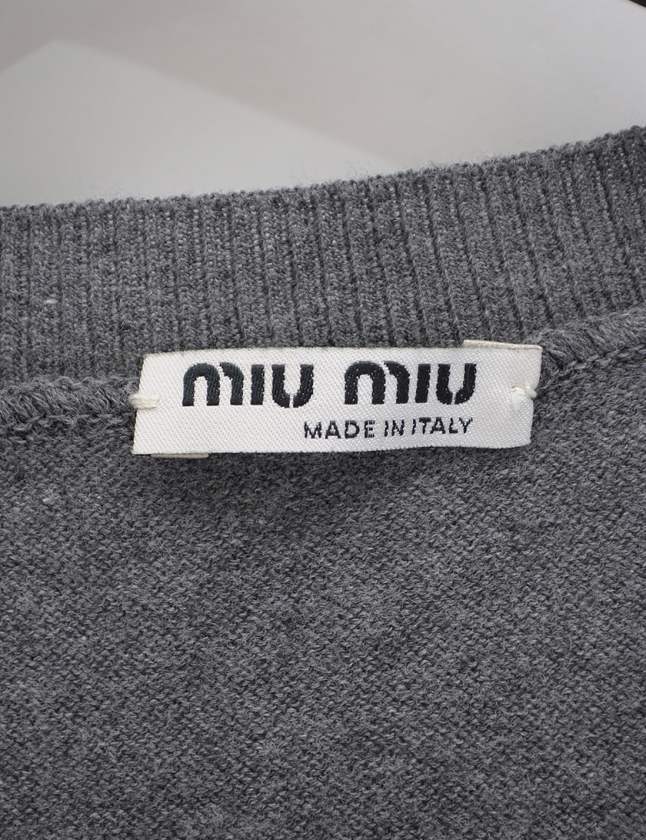 ミュウミュウ miumiu ニットベスト ジレ グレー 40 トップス 無地 S