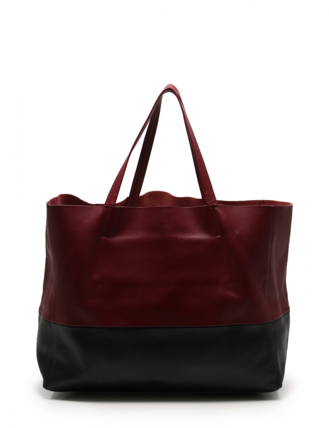 セリーヌ　ホリゾンタルカバ　トートバッグ　バイカラー ブラック＆ボルドー セリーヌ CELINE トートバッグ ホリゾンタルカバ ボルドー 黒