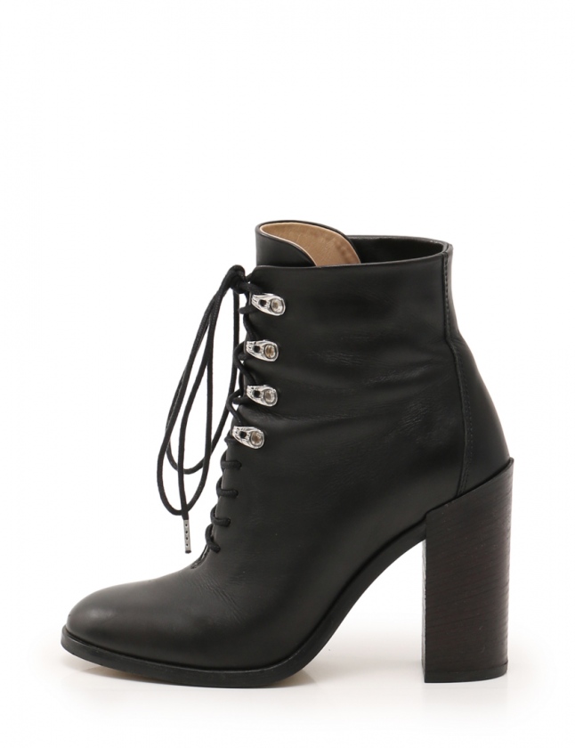 ディーゼル DIESEL ブーツ レースアップ 黒 38 シューズ 24.5cm レザー 