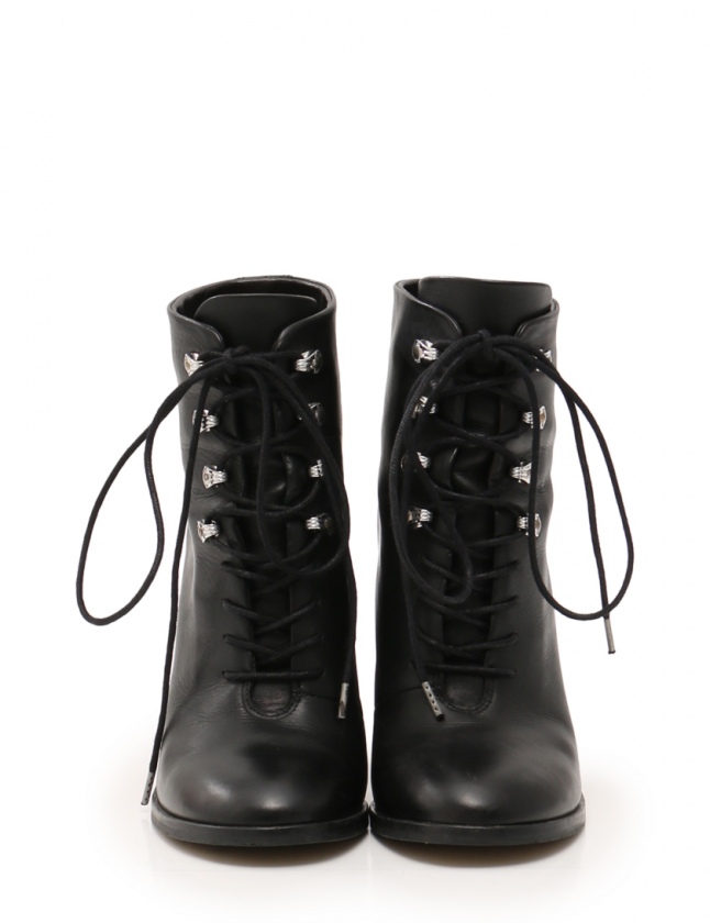 ディーゼル DIESEL ブーツ レースアップ 黒 38 シューズ 24.5cm レザー 