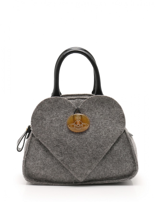 ヴィヴィアンウエストウッド Vivienne Westwood ハンドバッグ ショルダーバッグ ヤスミン ハート オーブ グレー 黒 フェルト エナメル 2way レディース 114 ベクトルパーク