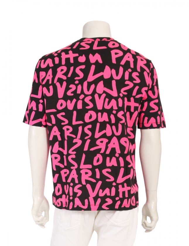 ルイヴィトン LOUIS VUITTON カットソー Tシャツ 黒 ピンク XL
