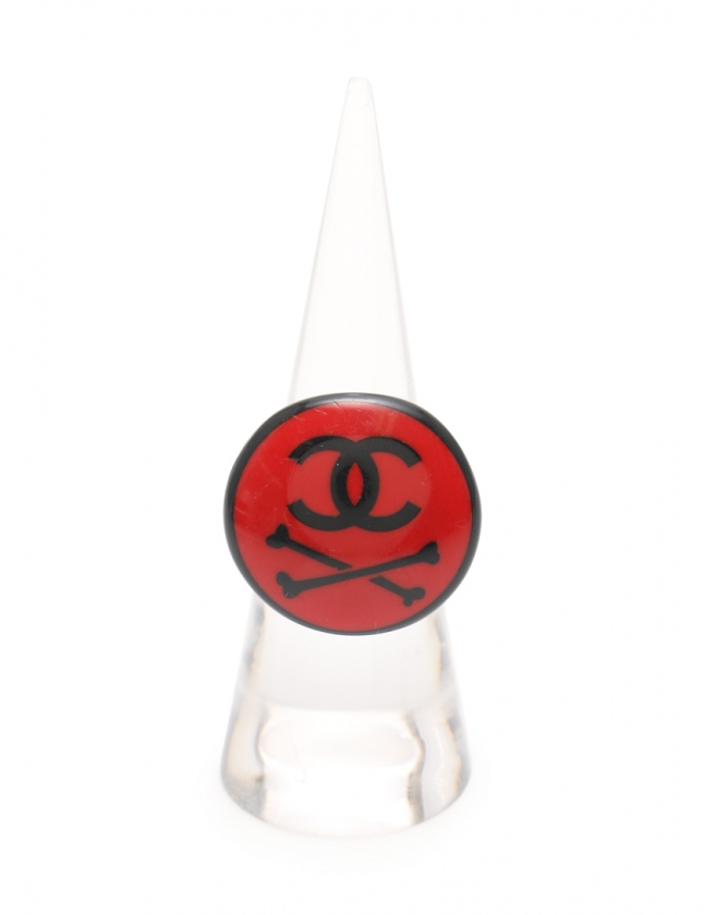 CHANEL 03P クロスボーンリング シャネル リング ウィンテージ CHANEL シャネル プラスチックリング 指輪 ココマーク クロス