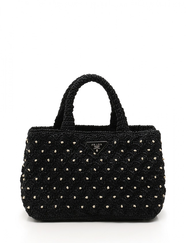 プラダ カナパ ラフィア PRADA プラダ ラフィア クロケット カナパ