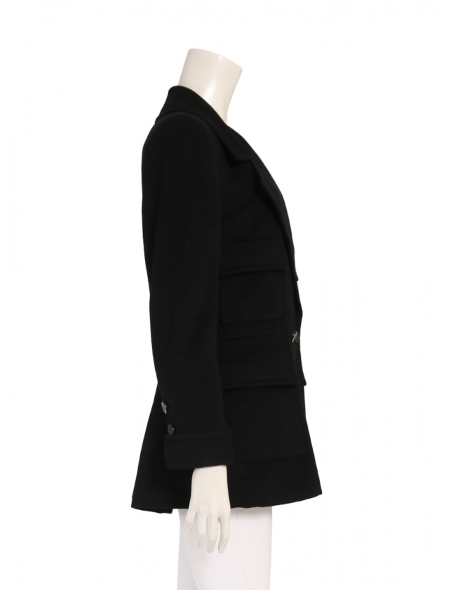 シャネル CHANEL コート 黒 38 アウター 無地 S P18117 カシミヤ 01A  