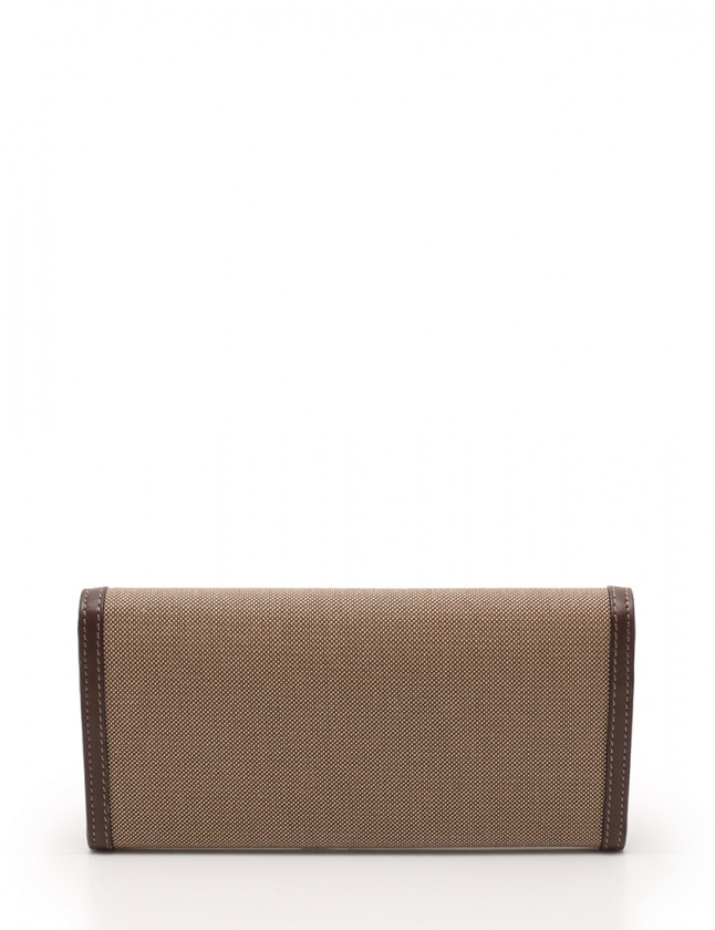 プラダ PRADA 二つ折り長財布 ロゴジャガード ベージュ ダークブラウン  