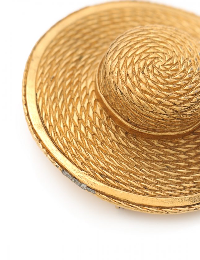 CHANEL シャネル アクセサリー ブローチ 麦わら帽子 レディース 人気 CHANEL シャネル 麦わら柄 帽子 ブローチ ゴールド レディースブローチ