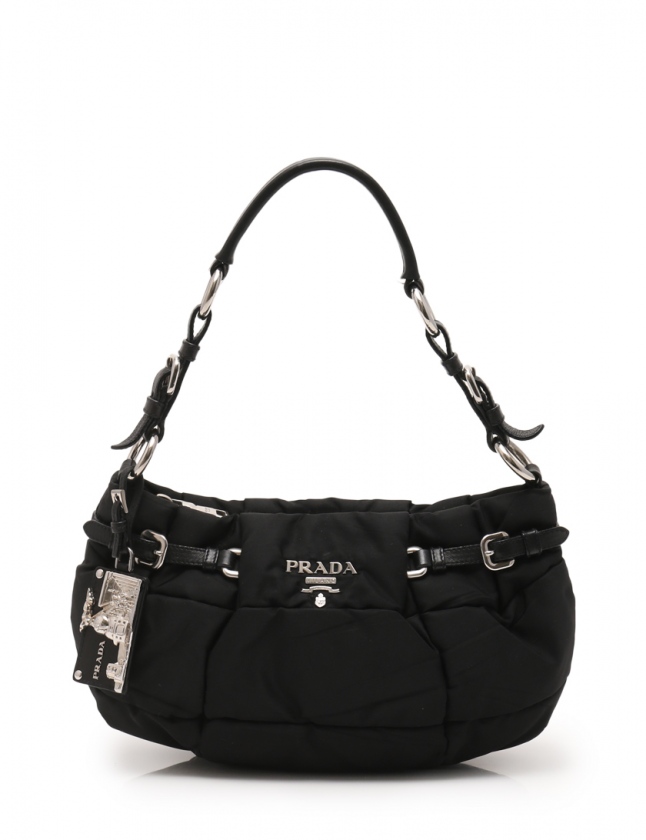 プラダ PRADA ショルダーバッグ 黒 BR3815 ナイロン レザー レディース 