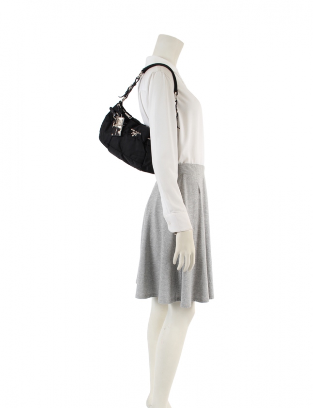 プラダ PRADA ショルダーバッグ 黒 BR3815 ナイロン レザー レディース 