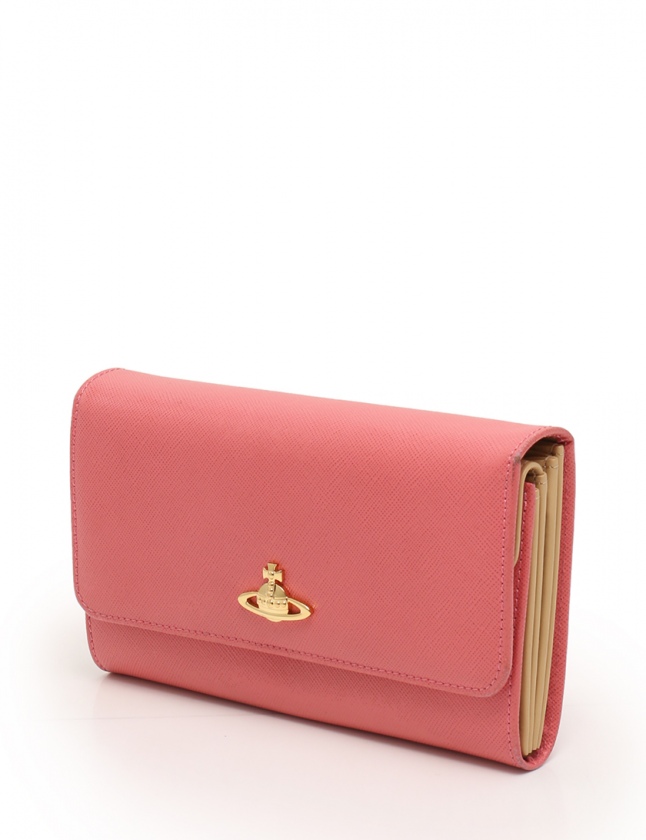 ヴィヴィアンウエストウッド Vivienne Westwood 二つ折り長財布 ピンク ベージュ 小物 サフィアーノレザー 1033vv31 オーブ バイカラー レディース 114 ベクトルパーク