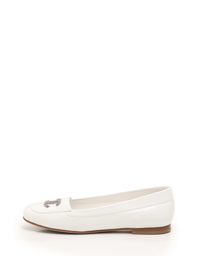 シャネル CHANEL フラットシューズ ココマーク 白 36 1/2